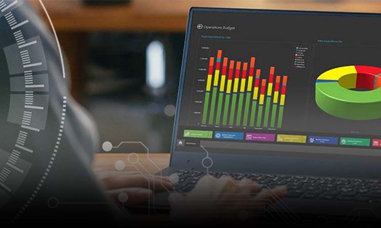 Person using software on laptop