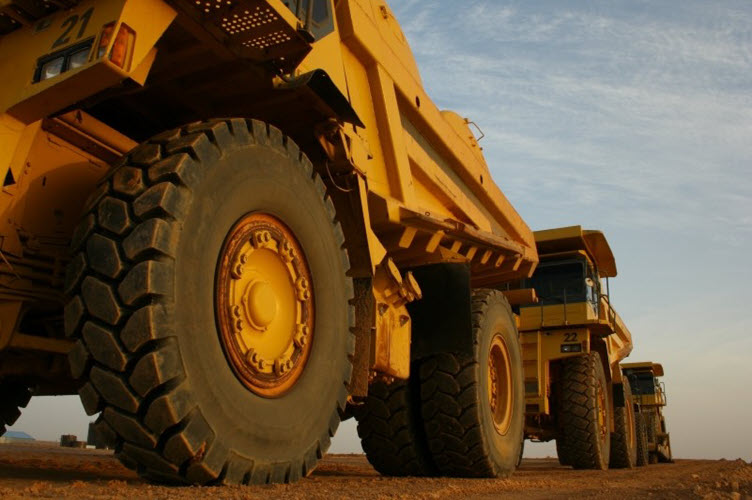 Trucks in a row