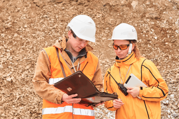 Two people on a mine site